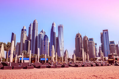 Panoramic view of beach against blue sky