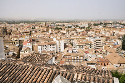 High angle view of townscape against sky