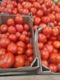 High angle view of tomatoes for sale in market