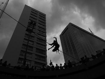 Low angle view of modern building against sky
