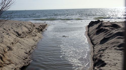 Scenic view of sea against clear sky