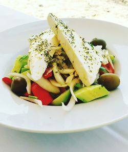 Close-up of salad served in plate