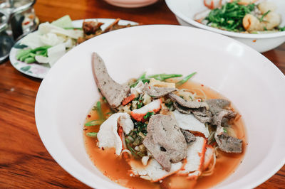 Close-up of meal served in plate