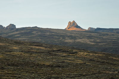 Batian peak, mount kenya's highest peak seen from old moses camp, mount kenya national park