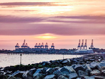 Scenic view of sea against sky during sunset