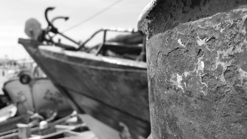 Close-up of boat against sky