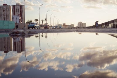 Reflection of cityscape in water