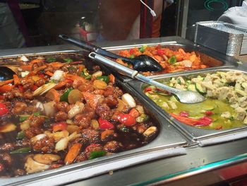 High angle view of vegetables in container