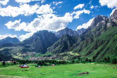 Scenic view of mountains against sky