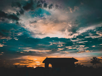 Silhouette buildings against sky during sunset