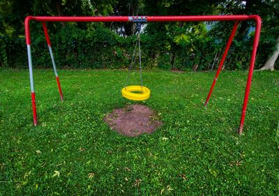 High angle view of swing in park