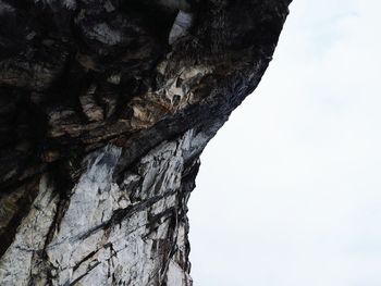 Low angle view of rock formation against sky