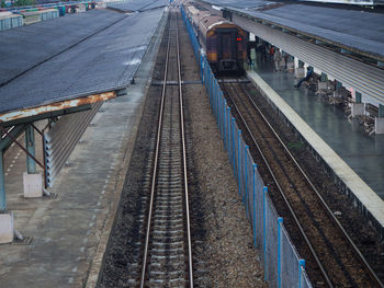 High angle view of railroad station platform