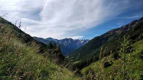 Scenic view of mountains against sky