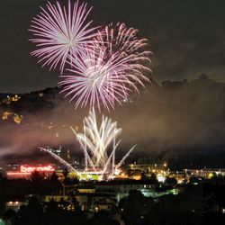 Firework display at night