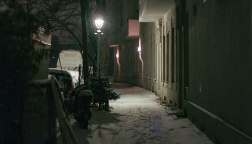 Narrow alley along buildings