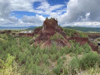 Scenic view of landscape against cloudy sky