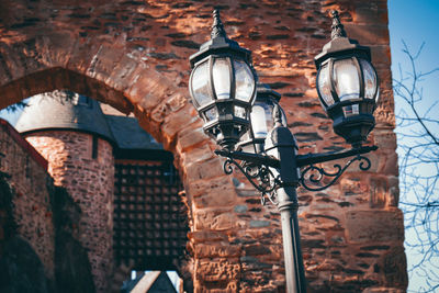 Low angle view of illuminated street light