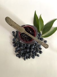 High angle view of berries on table