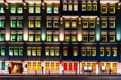 Illuminated lanterns at night