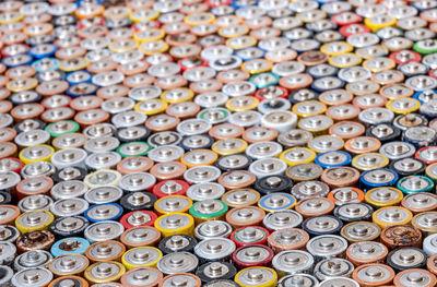 Used batteries from different manufacturers, waste, collection and recycling