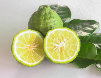 Close-up of fruits in plate