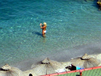 High angle view of sea