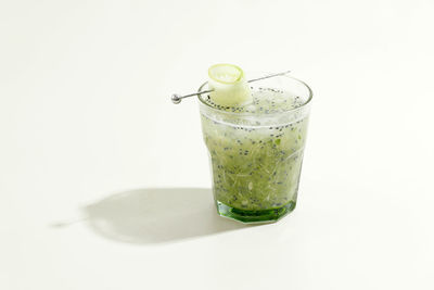 Es timun selasih, shredded cucumber ice with sweet basil seed. fresh summer healthy beverage