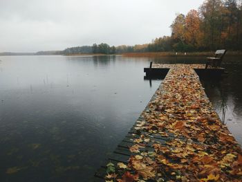 Scenic view of lake against sky during autumn