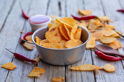 Close-up of food on table