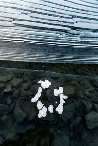 High angle view of snow on land