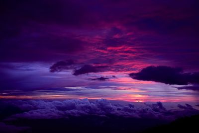 Scenic view of dramatic sky at sunset