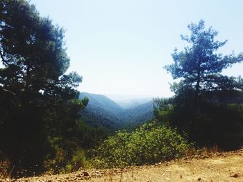 Scenic view of mountains against clear sky