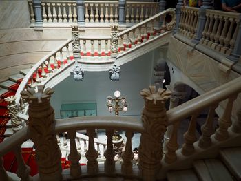 High angle view of staircase in building