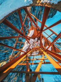 Low angle view of ferris wheel against blue sky