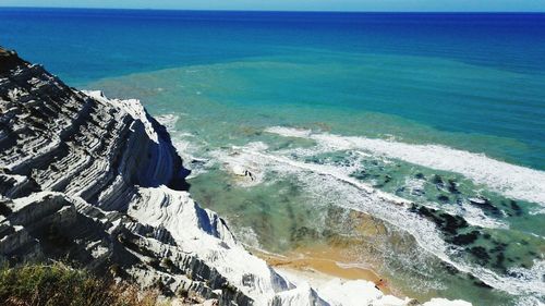 High angle view of sea seen from cliff at realmonte