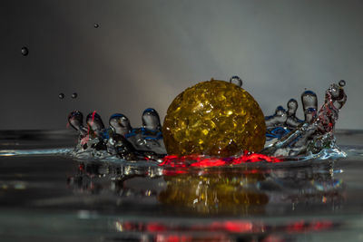 Close-up of water ball in container