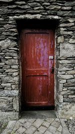 Closed door of house