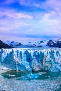 Scenic view of frozen sea against sky