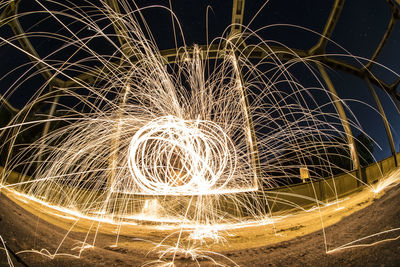 Blurred motion of illuminated tunnel