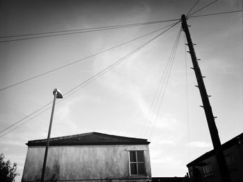 Low angle view of electricity pylon