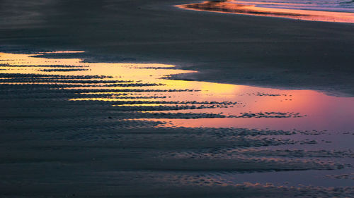 High angle view of beach during sunset