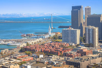 Aerial view of city at waterfront