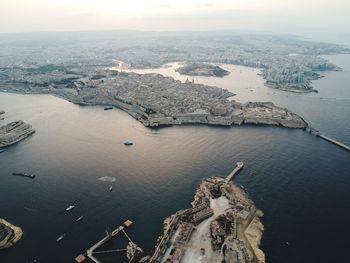 High angle view of sea against sky