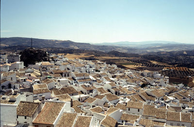 High angle view of townscape against sky