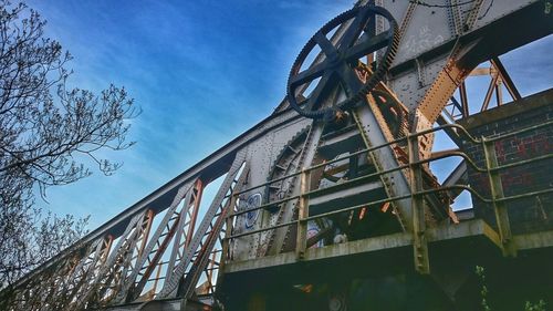 Low angle view of built structure against blue sky