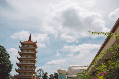 Low angle view of temple against sky