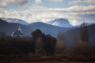 Scenic view of mountains against sky