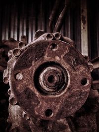 Close-up of rusty machine part