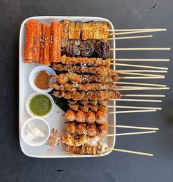 High angle view of food on table